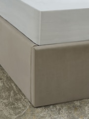 Soft Velvet Natural Pebble Valencia Upholstered Hotel Bed Frame with Ottoman Storage and Lights - Image 7 of 10