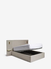Soft Velvet Natural Pebble Valencia Upholstered Hotel Bed Frame with Ottoman Storage and Lights - Image 8 of 10