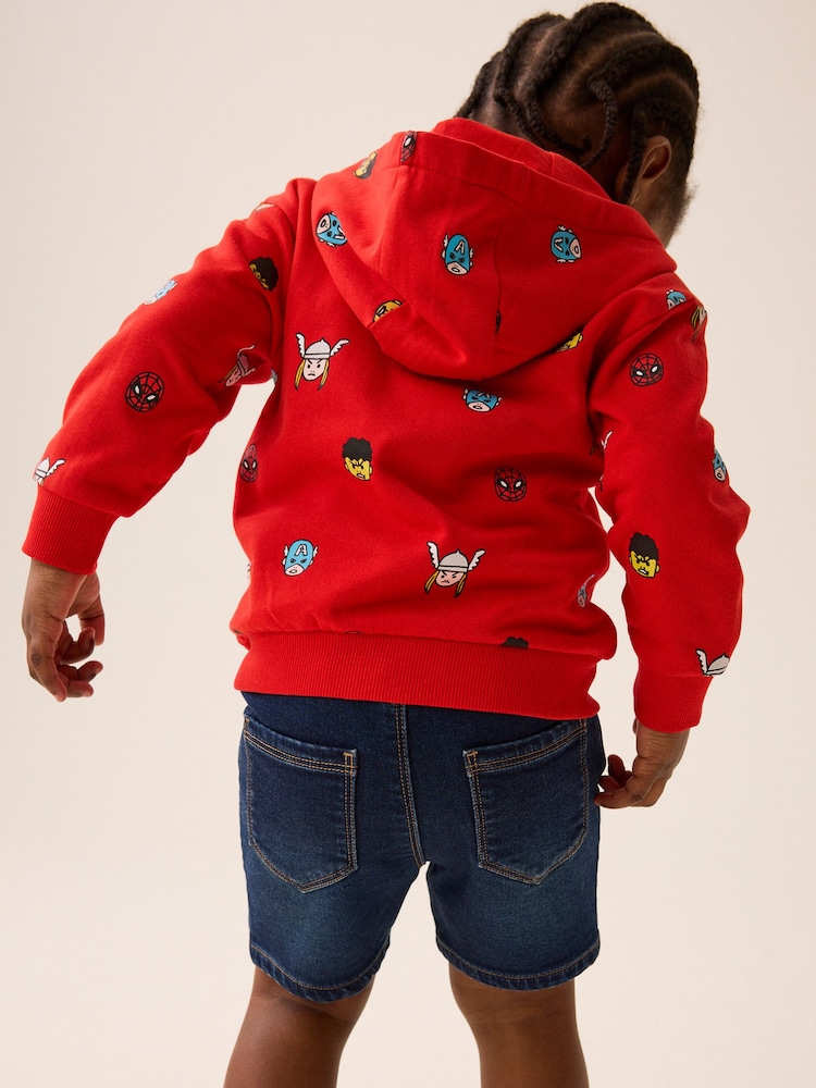 Red Marvel Avengers All Over Print Zip Through 100% Cotton Top (9mths-8yrs) - Image 2 of 8
