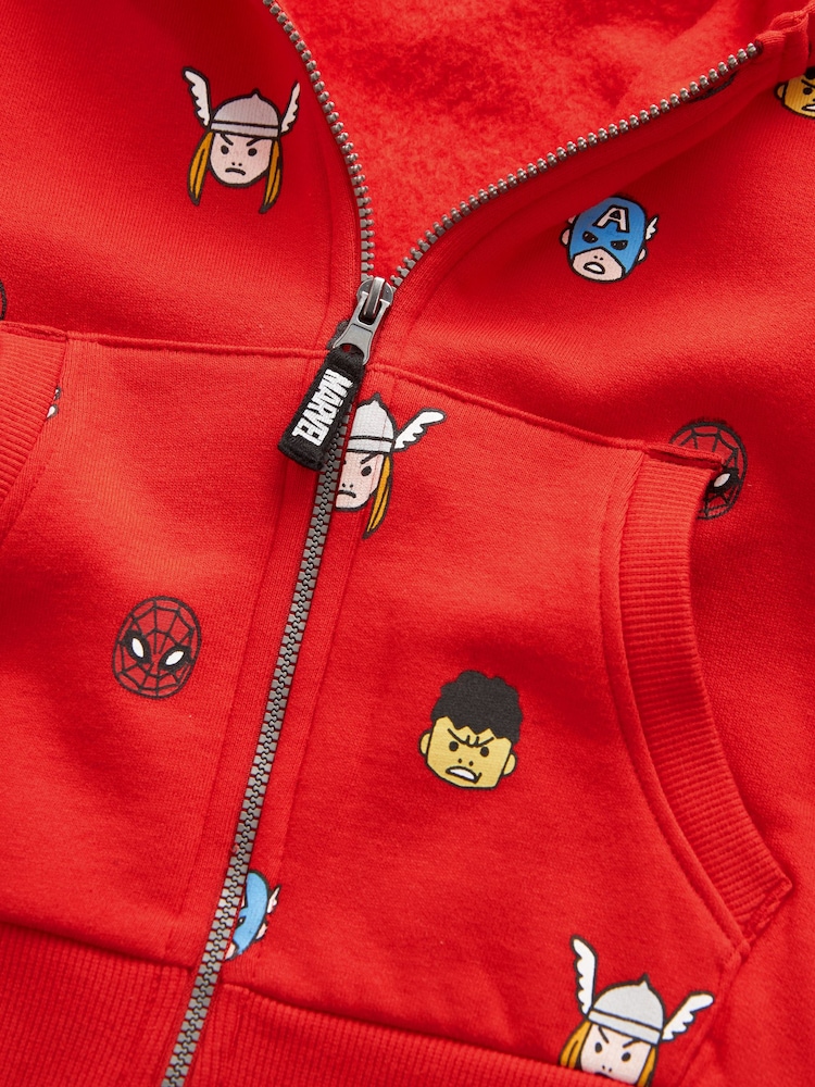 Red Marvel Avengers All Over Print Zip Through 100% Cotton Top (9mths-8yrs) - Image 8 of 8