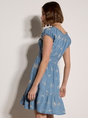 Apricot Blue Denim Floral Embroidered Mini Dress - Image 3 of 4