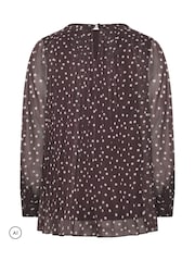 Yours Curve Brown Pleated Polka Dot Blouse - Image 6 of 6