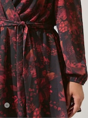 Yours Curve Black Autumn Floral Blurred Wrap Top - Image 4 of 6