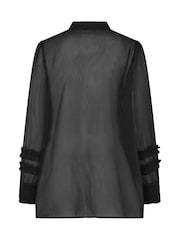 Yours Curve Black Ruffle Shirred Cuff Shirt - Image 6 of 6