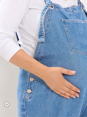 Yours Curve Blue Maternity Dungarees - Image 4 of 6