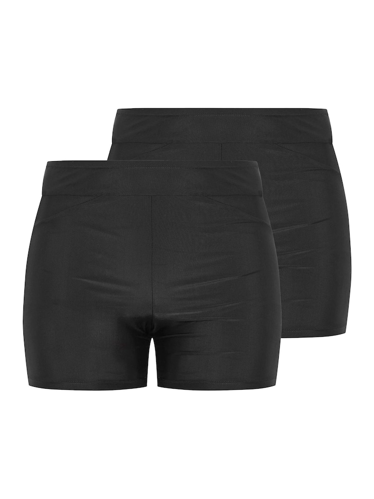 Yours Curve Black Swim Shorts 2 Pack - Image 1 of 7 Yours Curve Black Swim Shorts 2 Pack - Image 1 of 7