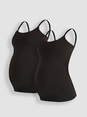 JoJo Maman Bébé Black & Black 2-Pack Maternity & Nursing Vest Tops - Image 1 of 4