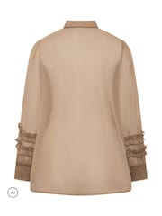 Yours Curve Natural Ruffle Shirred Cuff Shirt - Image 6 of 6