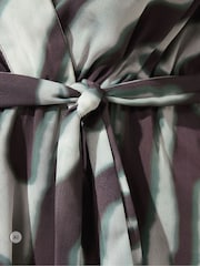 Yours Curve Grey Animal Zebra Blurred Wrap Top - Image 6 of 6