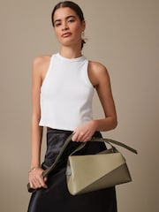 Khaki Green Asymmetric Cross-Body Bag - Image 3 of 12
