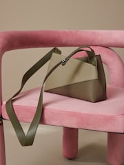Khaki Green Asymmetric Cross-Body Bag - Image 5 of 12