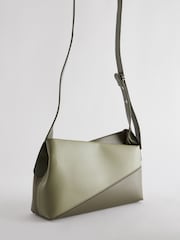Khaki Green Asymmetric Cross-Body Bag - Image 6 of 12