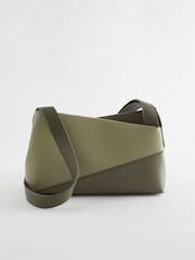 Khaki Green Asymmetric Cross-Body Bag - Image 8 of 12