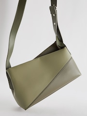 Khaki Green Asymmetric Cross-Body Bag - Image 9 of 12