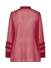 Yours Curve Red Ruffle Shirred Cuff Shirt - Image 6 of 6