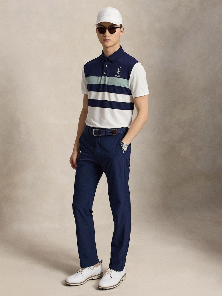 Ralph Lauren Blue RLX Performance Pique Stripe Polo Shirt - Image 2 of 4 Ralph Lauren Blue RLX Performance Pique Stripe Polo Shirt - Image 2 of 4