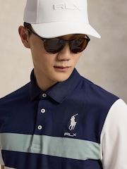 Ralph Lauren Blue RLX Performance Pique Stripe Polo Shirt - Image 4 of 4