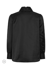 Yours Curve Black Satin Bow Blouse - Image 6 of 6