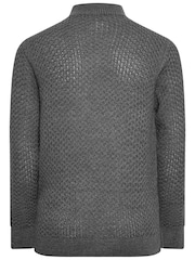 BadRhino Big & Tall Grey Texured 1/4 Zip Jumper - Image 4 of 4