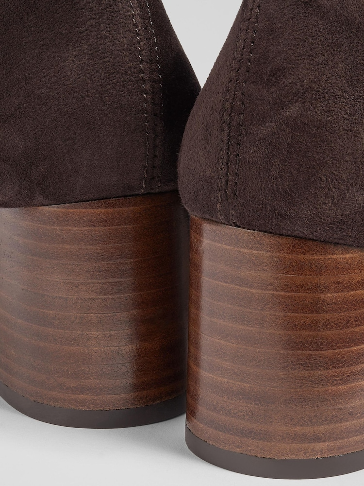 LK Bennett Chocolate Brown Stretch Suede Davina Knee High Boots - Image 4 of 4