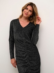 Kaffe Barbara Long Sleeve Glitter Black Dress - Image 3 of 6