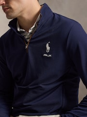 Ralph Lauren Blue RLX Movement Mesh Quarter Zip Sweat Top - Image 4 of 5