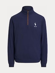 Ralph Lauren Blue RLX Movement Mesh Quarter Zip Sweat Top - Image 5 of 5