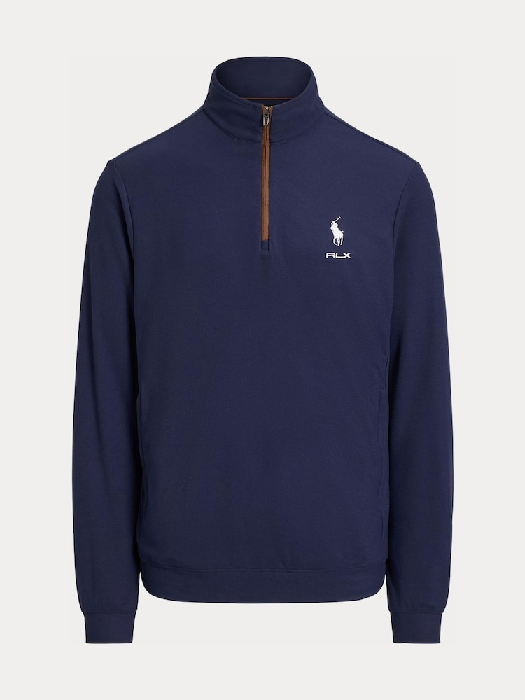 Ralph Lauren Blue RLX Movement Mesh Quarter Zip Sweat Top - Image 5 of 5