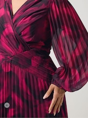 Yours Curve Red Wrap Pleated Maxi Dress - Image 4 of 6