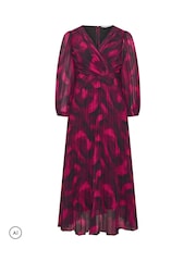 Yours Curve Red Wrap Pleated Maxi Dress - Image 5 of 6