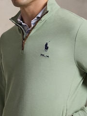 Ralph Lauren Green RLX Movement Mesh Quarter Zip Sweat Top - Image 4 of 5