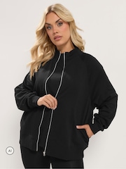 Negro - Yours Curve Zip Through Funnel Neck Sweatshirt - Imagen 1 de 6