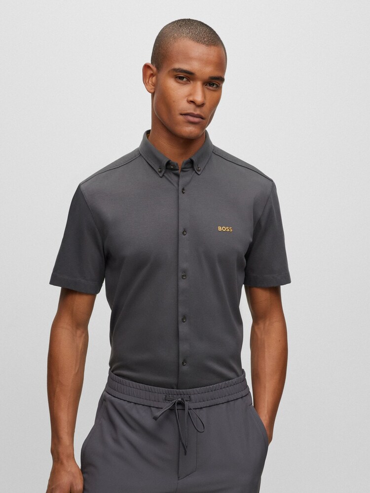 BOSS Grey Biadia Short Sleeve Logo Shirt - Image 1 of 6 BOSS Grey Biadia Short Sleeve Logo Shirt - Image 1 of 6