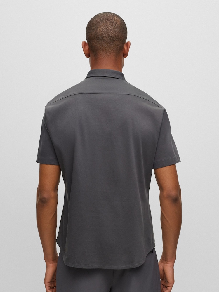 BOSS Grey Biadia Short Sleeve Logo Shirt - Image 2 of 6 BOSS Grey Biadia Short Sleeve Logo Shirt - Image 2 of 6