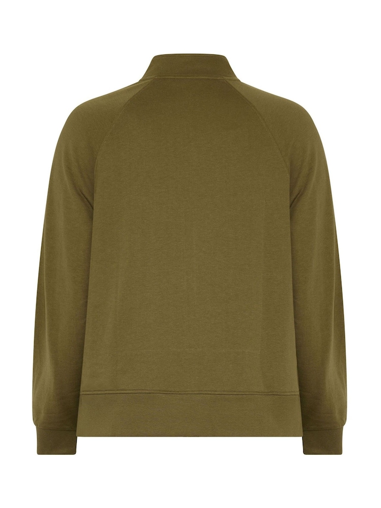 Verde - Yours Curve Zip Through Funnel Neck Sweatshirt - Imagen 6 de 6