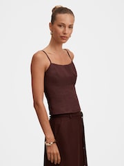 Forever New Brown River Corset Top Contains Linen - Image 4 of 5