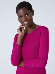 Roman Pink Diamante Button Detail Scallop Jumper - Image 5 of 5