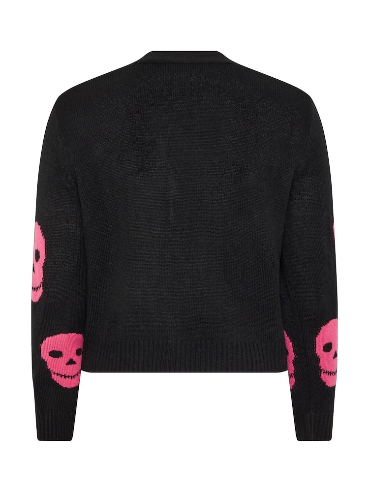 Yours Curve Black Limited Skull Button Cardigan - Image 6 of 6 Yours Curve Black Limited Skull Button Cardigan - Image 6 of 6