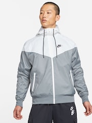 Nike White gray Sportswear Windrunner Hooded Jacket - Image 1 of 14