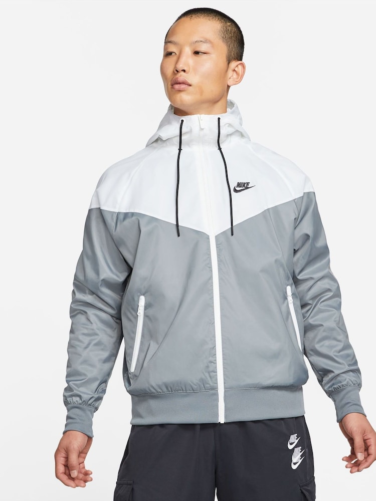 Nike White gray Sportswear Windrunner Hooded Jacket - Image 1 of 14
