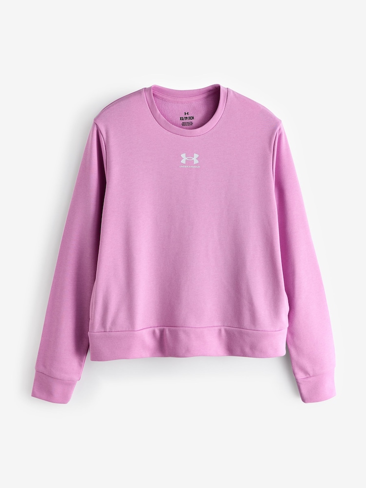Under Armour Pink Rival Terry Crew Sweatshirt - Image 3 of 3