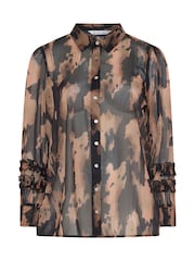 Yours Curve Black Ruffle Shirred Cuff Shirt - Image 5 of 6