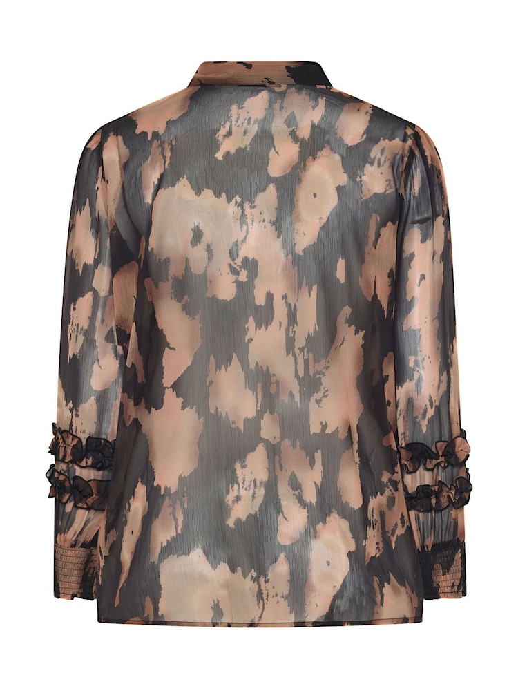 Yours Curve Black Ruffle Shirred Cuff Shirt - Image 6 of 6