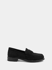 Yours Curve Black Woven Embossed Loafers in Wide Fit - Image 2 of 5