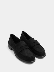 Yours Curve Black Woven Embossed Loafers in Wide Fit - Image 3 of 5