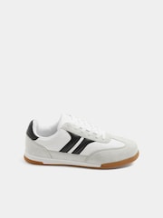 Yours Curve White Wide Fit Padded Skate Side Stripe Lace Up Trainers - Image 4 of 5