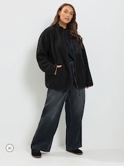 Yours Curve Black Borg Cord Pocket Fleece - Image 2 of 7