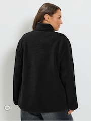 Yours Curve Black Borg Cord Pocket Fleece - Image 3 of 7