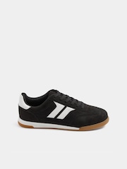 Yours Curve Black Padded Skate Side Stripe Lace Up Trainers in Wide Fit - Image 3 of 5