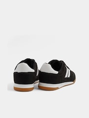 Yours Curve Black Padded Skate Side Stripe Lace Up Trainers in Wide Fit - Image 4 of 5